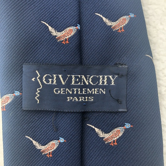 Vintage Givenchy Gentlemen Paris Pheasant Pattern Necktie Tie - Picture 2 of 7